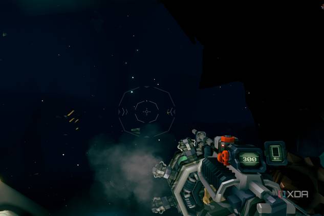 A screenshot of Deep Rock Galactic running on the Meta Quest 2