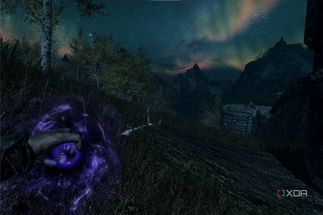 A screenshot of modded Skyrim running on the Meta Quest 2
