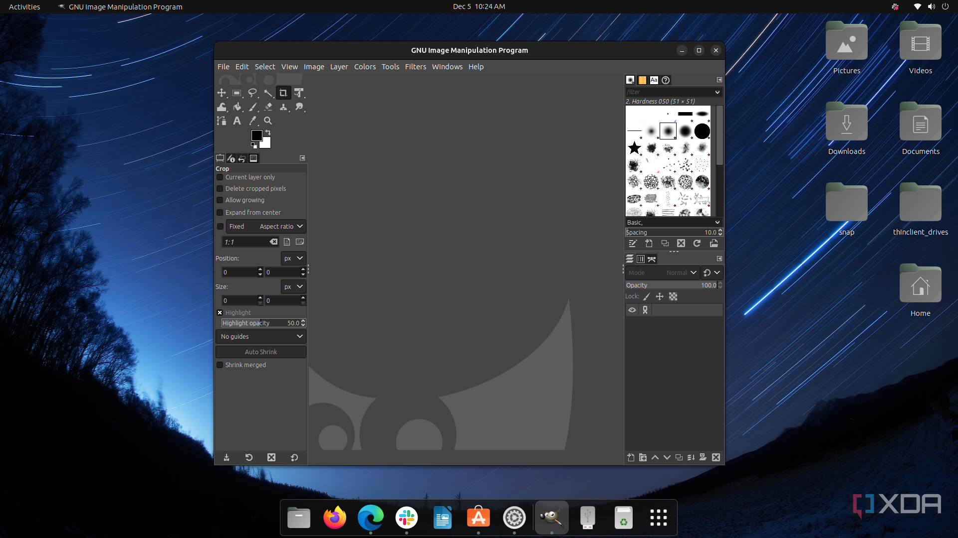 A screenshot of the GIMP image manipulation program running on Ubuntu