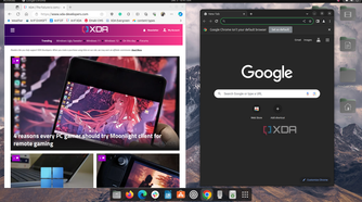 A screenshot of Microsoft Edge running along Google Chrome in Ubuntu