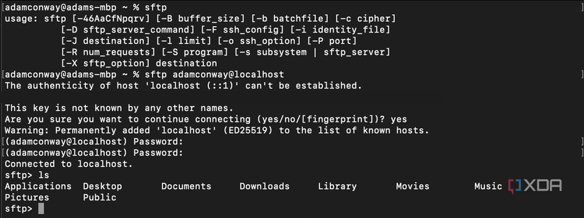 Logging into a Mac using SFTP