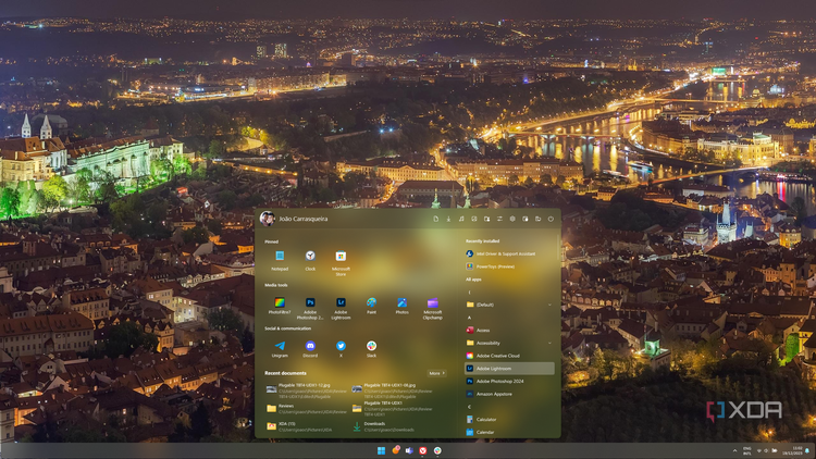 Screenshot of Start11 Start menu with multiple groups created