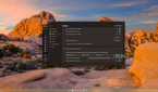 Screenshot of a Windows 11 desktop with a customized taskbar with a green tint and extremely rounded corners and the Start11 settings window open