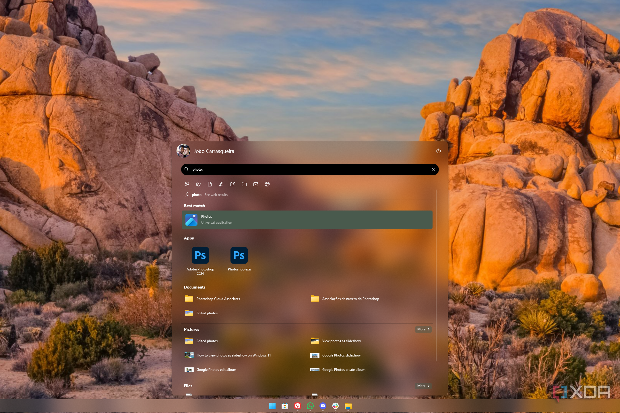 Screenshot of search results in Start11 v2