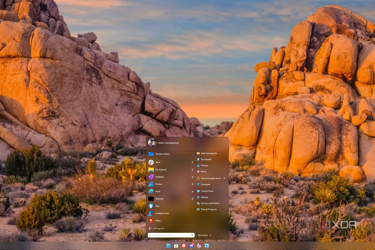 Screenshot of the Start11 Start menu in modern style