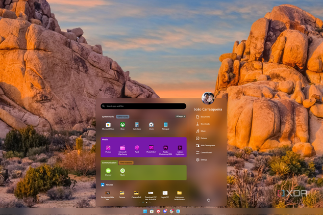 Screenshot of the Start11 Start menu in the Windows Pro style