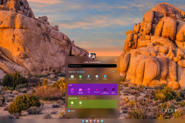 Screenshot of the Start11 Start menu in Windows Launcher style