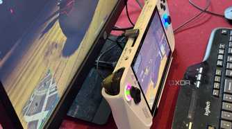 The ROG Ally connected to a monitor with a UGreen docking station.