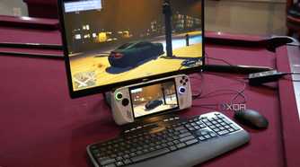 An ROG Ally connected to peripherals and a monitor with a UGreen USB-C dock.