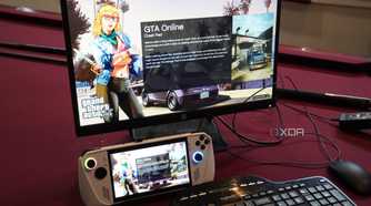 The ROG Ally connected to a monitor with a UGreen docking station.
