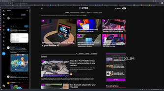 Screenshot of Vivaldi displaying the XDA homepage with an X feed displayed on the sidebar