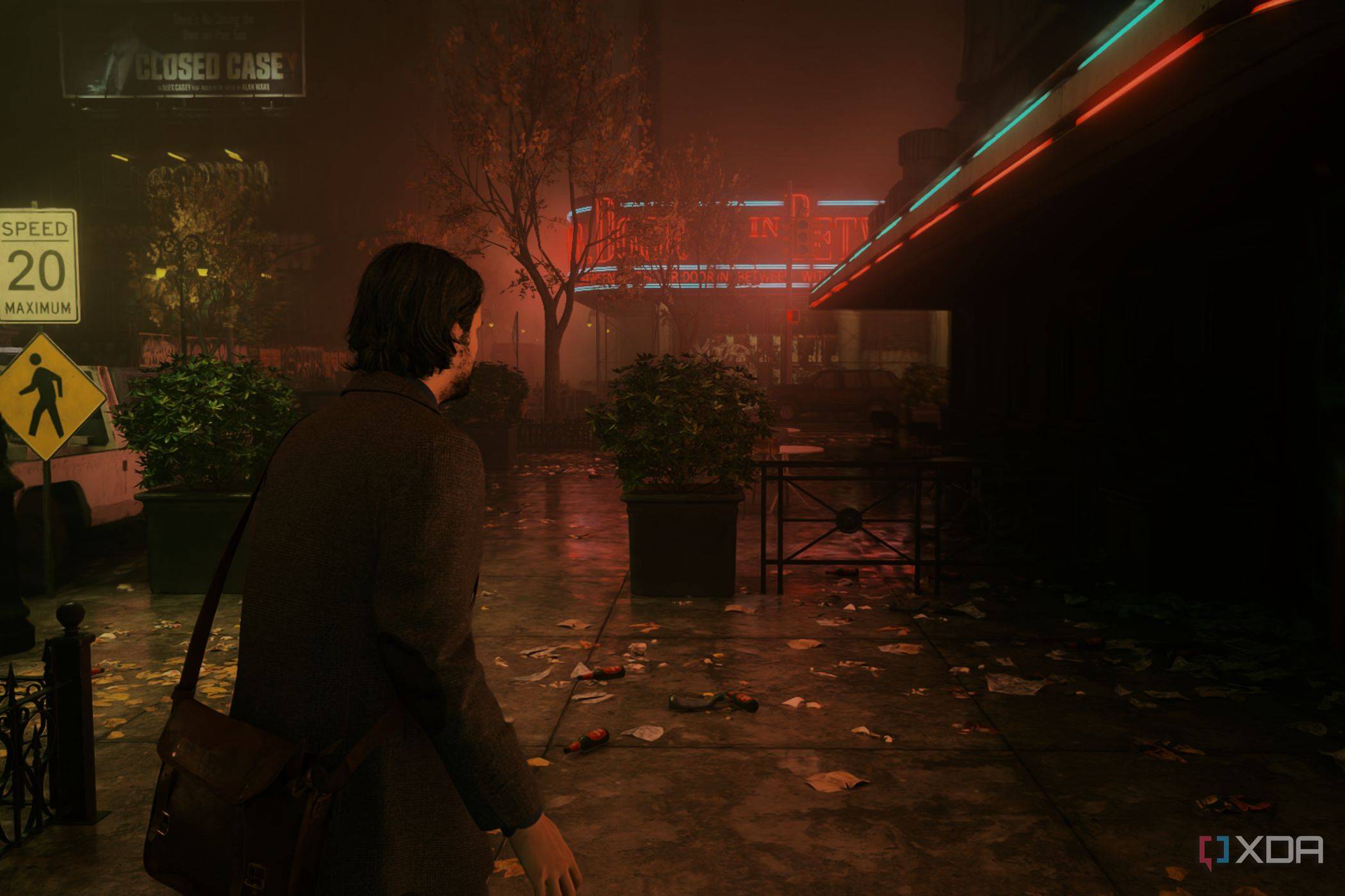 A screenshot showing volumetric fog in a scene captured in Alan Wake 2.