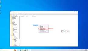 Screenshot of Registry Editor with a context menu open and the DWORD (32-bit value) option highlighted