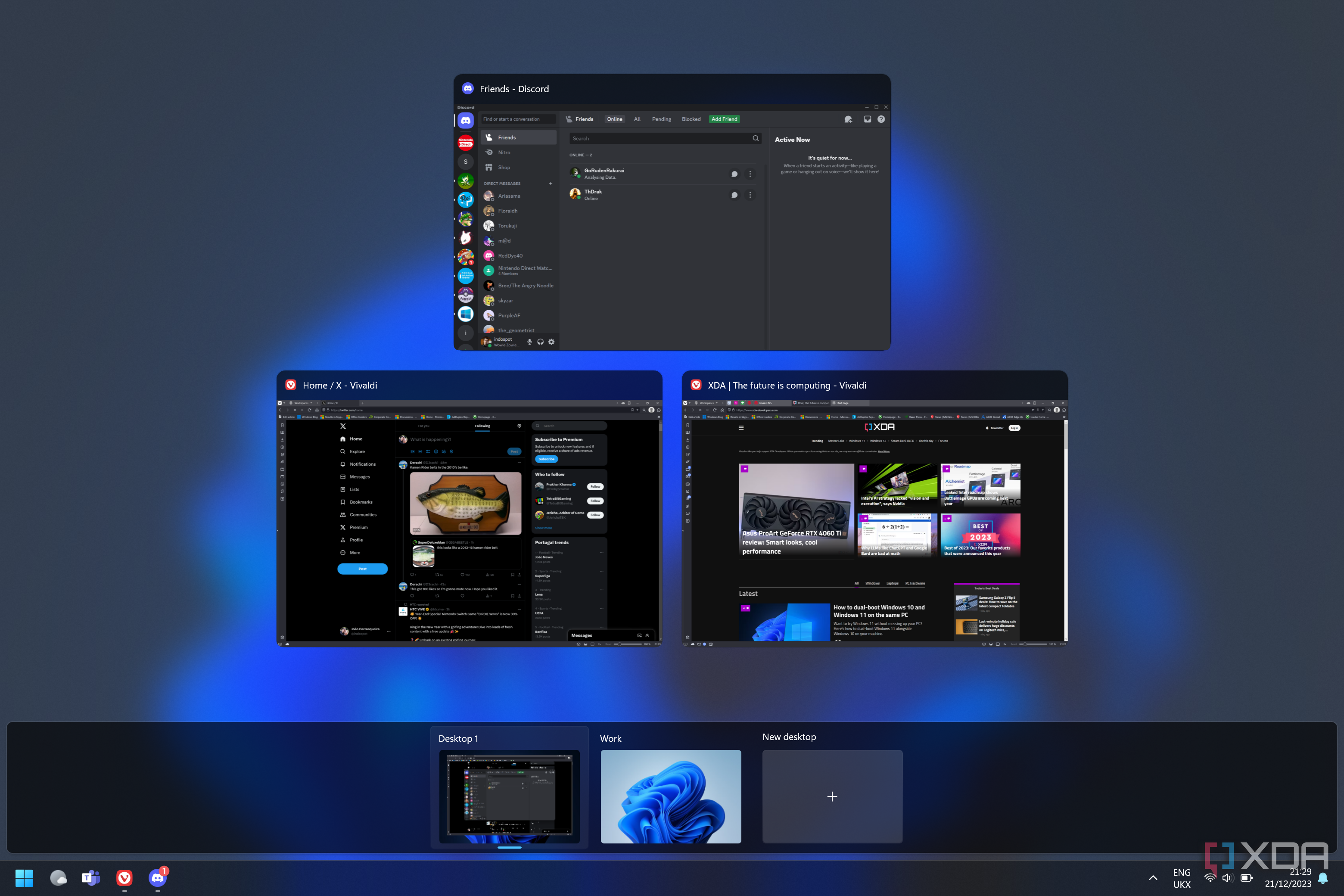 Screenshot of the Task View interface in Windows 11
