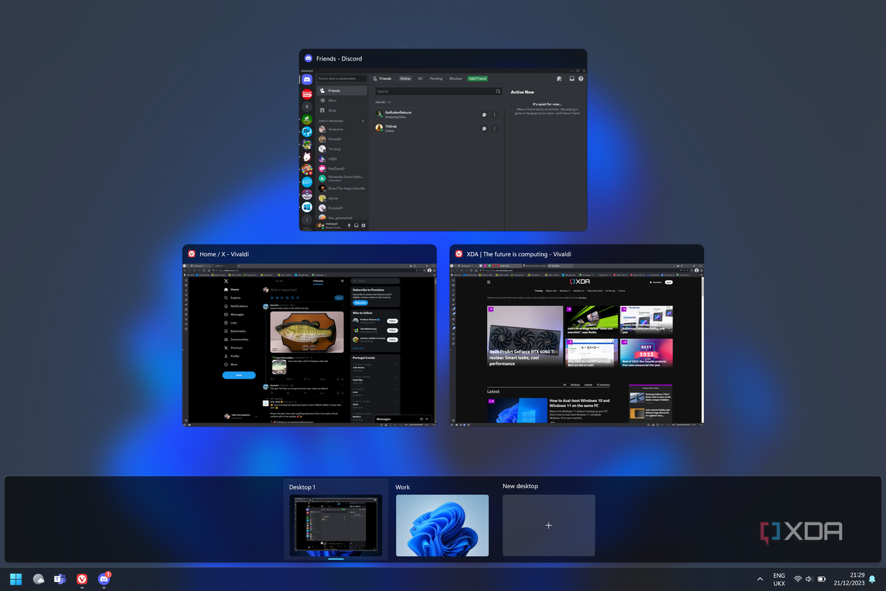 Screenshot of the Task View interface in Windows 11