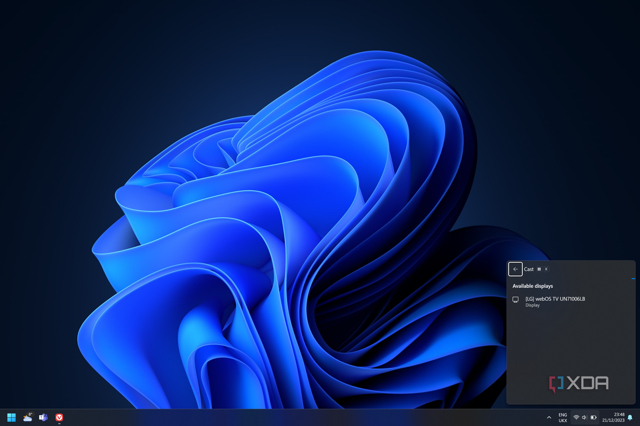 Screenshot of the Cast panel in Windows 11