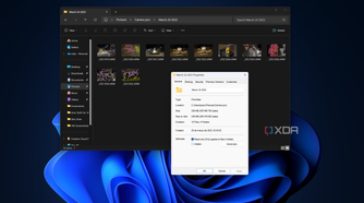 Screenshot of Windows 11's FIle Explorer with a properties dialog open over it
