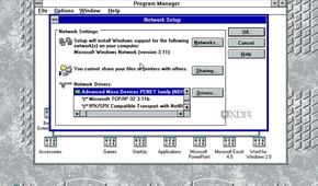 Screenshot of Windows 3.11 Network setup