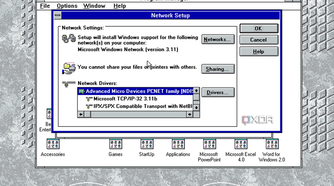 Screenshot of Windows 3.11 Network setup