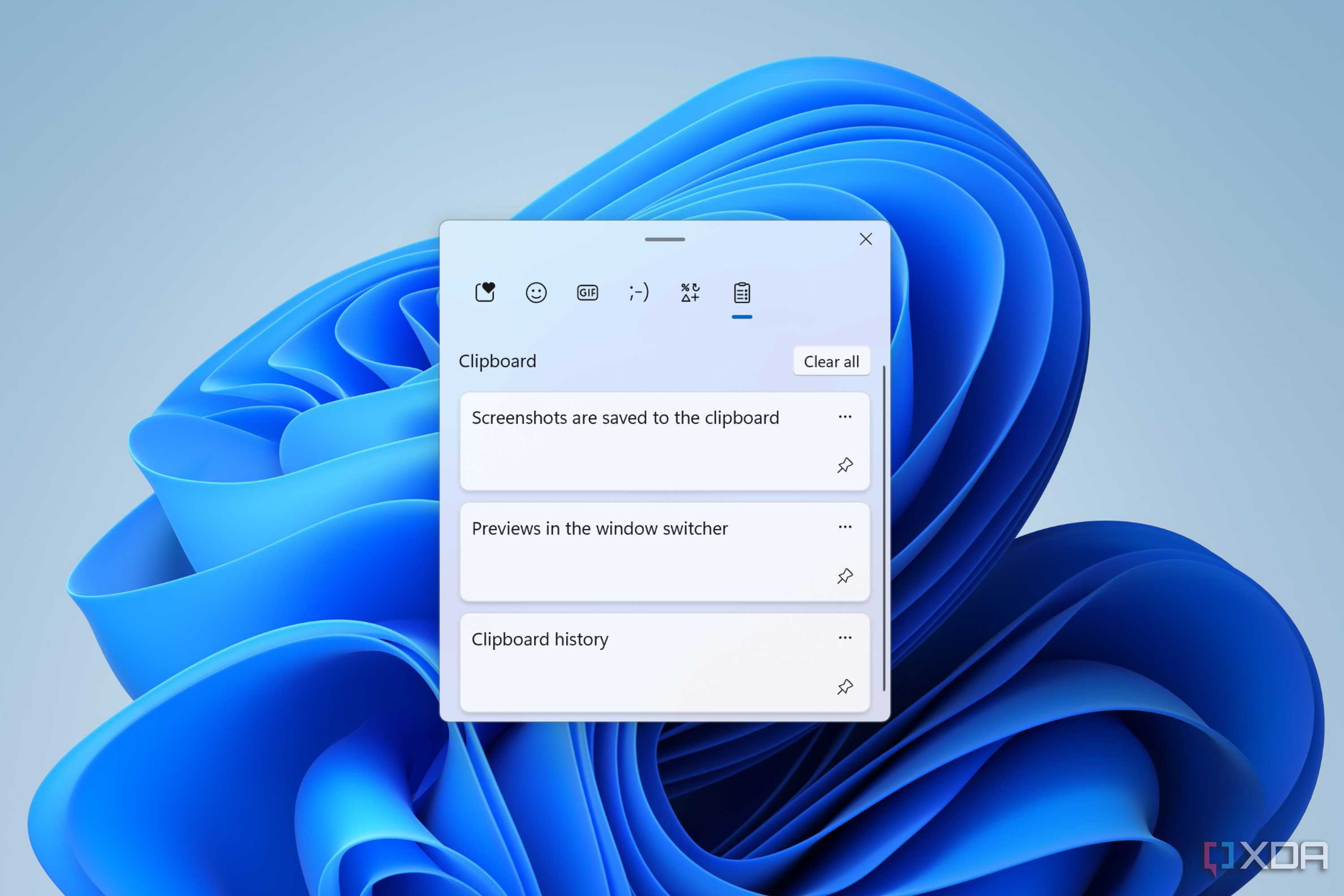 The clipboard history window on Windows 11.