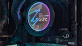 An image showing a liquid cooler waterblock displaying the CPU temperature.