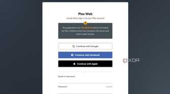 A screenshot showing a login screen on Plex web interface.