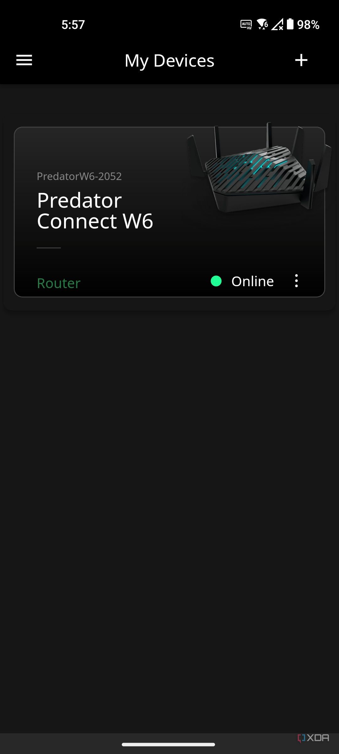 Acer Predator Connect W6 Wi-fi 6E router Android app