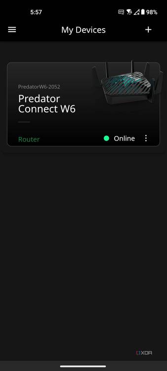 Acer Predator Connect W6 Wi-fi 6E router Android app