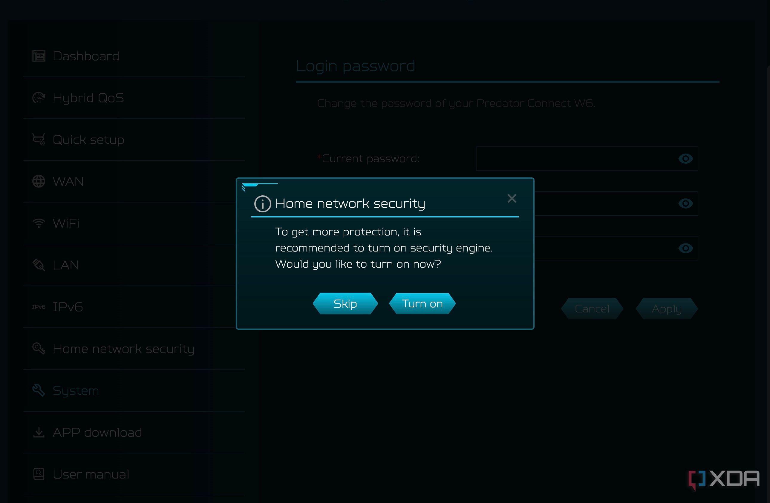 Users will be asked to enable network security after setup