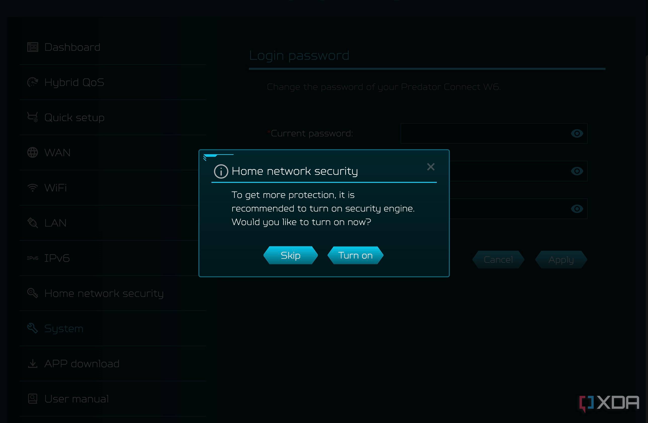 Users will be asked to enable network security after setup