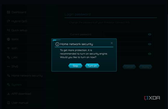 Users will be asked to enable network security after setup