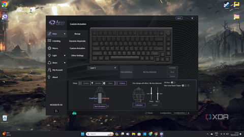 A screenshot of the Akko Cloud Driver software, displaying the main screen where you can remap keys and change actuation points
