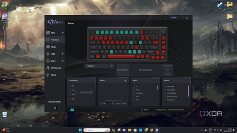 A screenshot of the Akko Cloud Driver software, displaying the FnSettings menu where you can remap functions using the Fn key