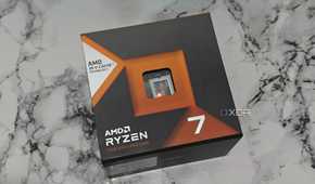 An image showing an empty retail box for the Ryzen 7 7800X3D CPU.