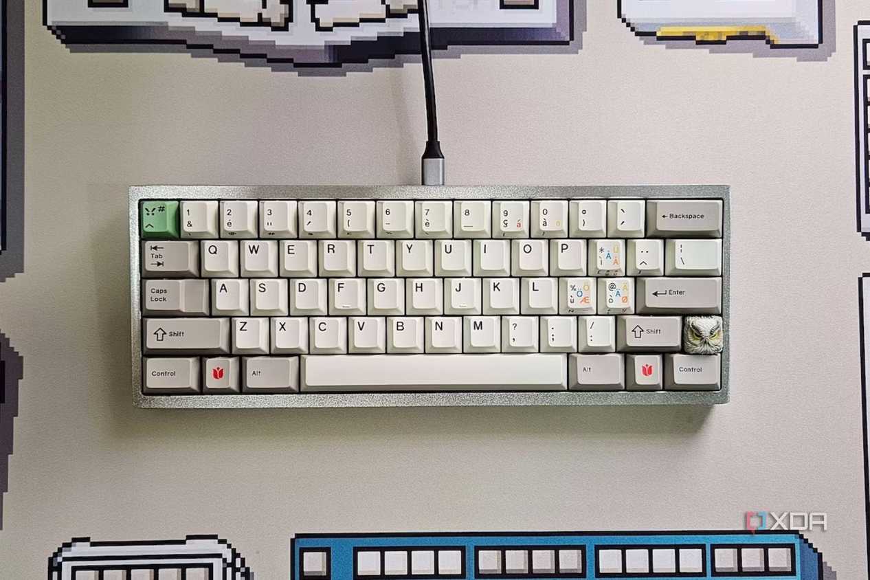 An image showing a mechanical keyboard kept on a deskmat.