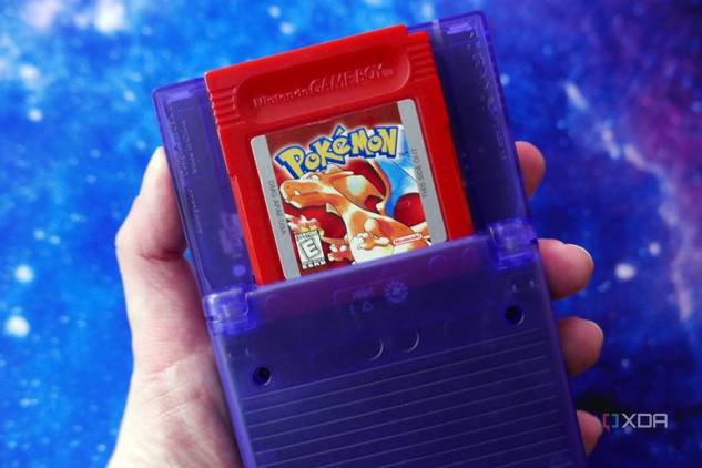The back of the Analogue Pocket with Pokemon Red in the back