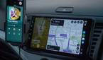 Android Car Head unit installed in a Kia Picanto 2015 showing Google Maps and Spotify.