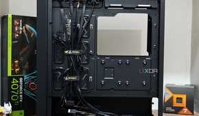 An image showing the cable management bay behind the motherboard tray inside Antec P20C PC case.