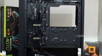 An image showing the cable management bay behind the motherboard tray inside Antec P20C PC case.
