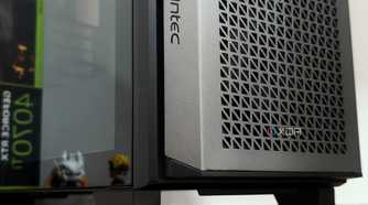 An image showing the front feet of the Antec P20C PC that's kept on the table.