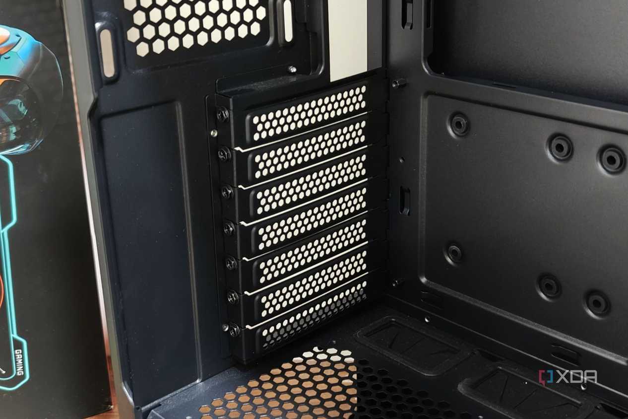 An image showing the PCIe slots that's located at the back of the Antec P20C PC case.