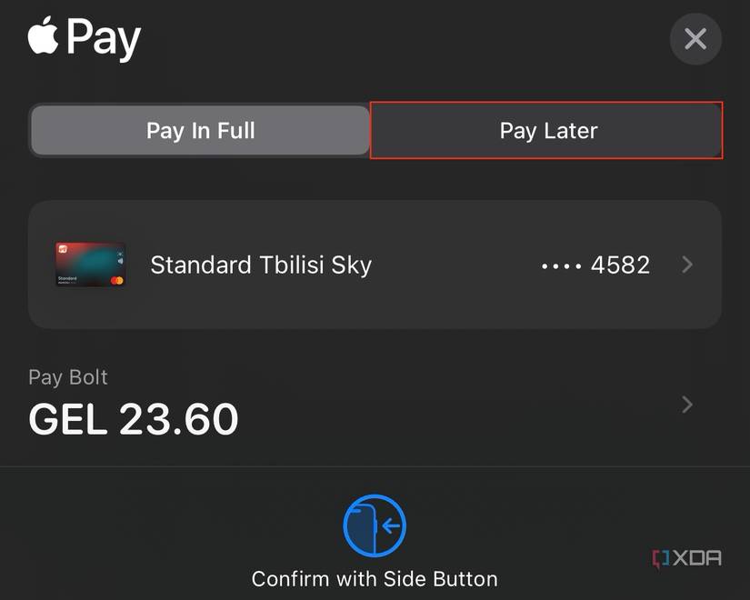 Apple Pay Later option when checking out with Apple Pay
