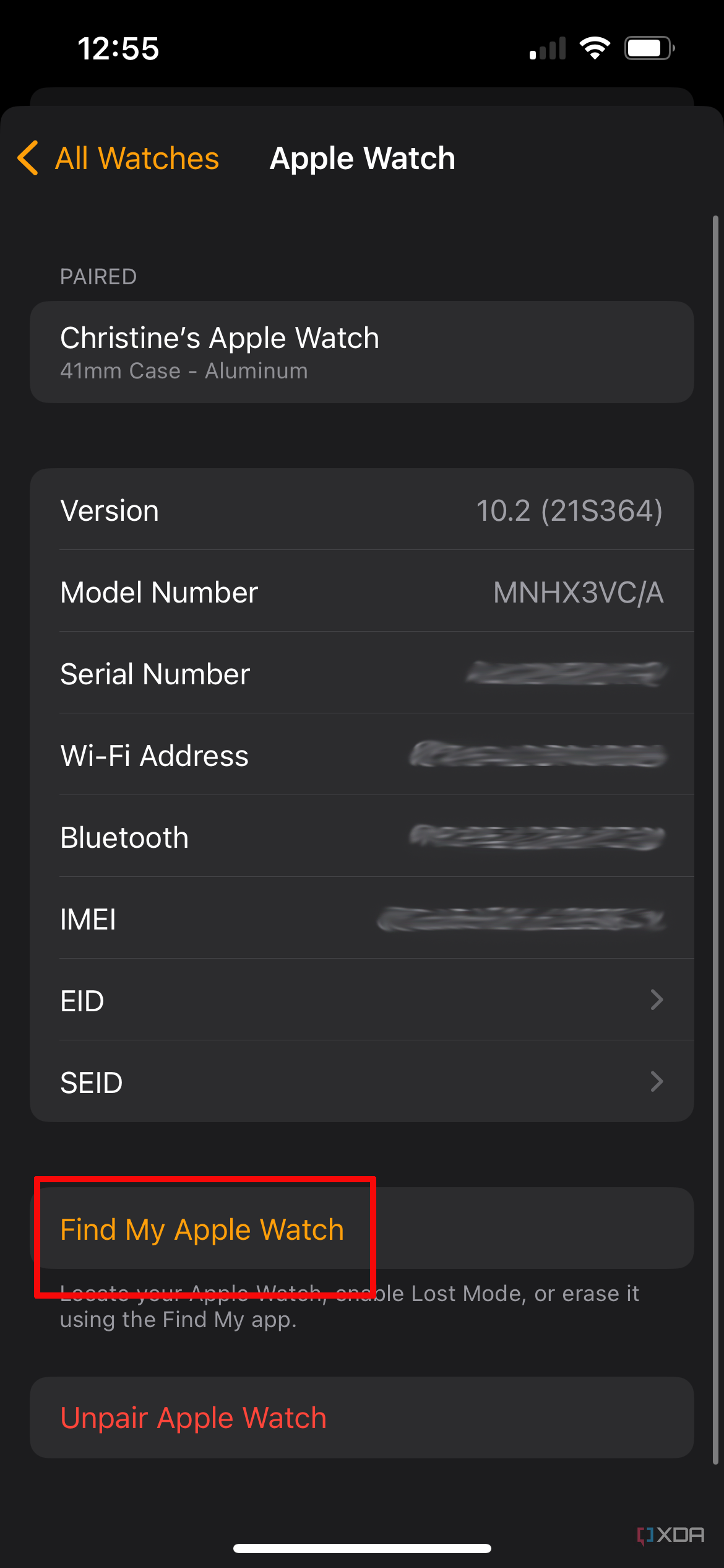 Apple Watch Activation Lock requirements table