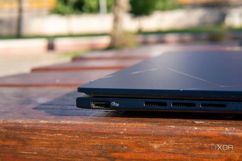 Close-up view of the USB Type-A port on the Asus Zenbook 14 OLED