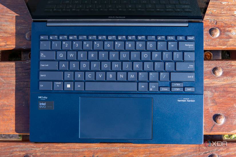 Overhead view of the Asus Zenbook 14 OLED keyboard
