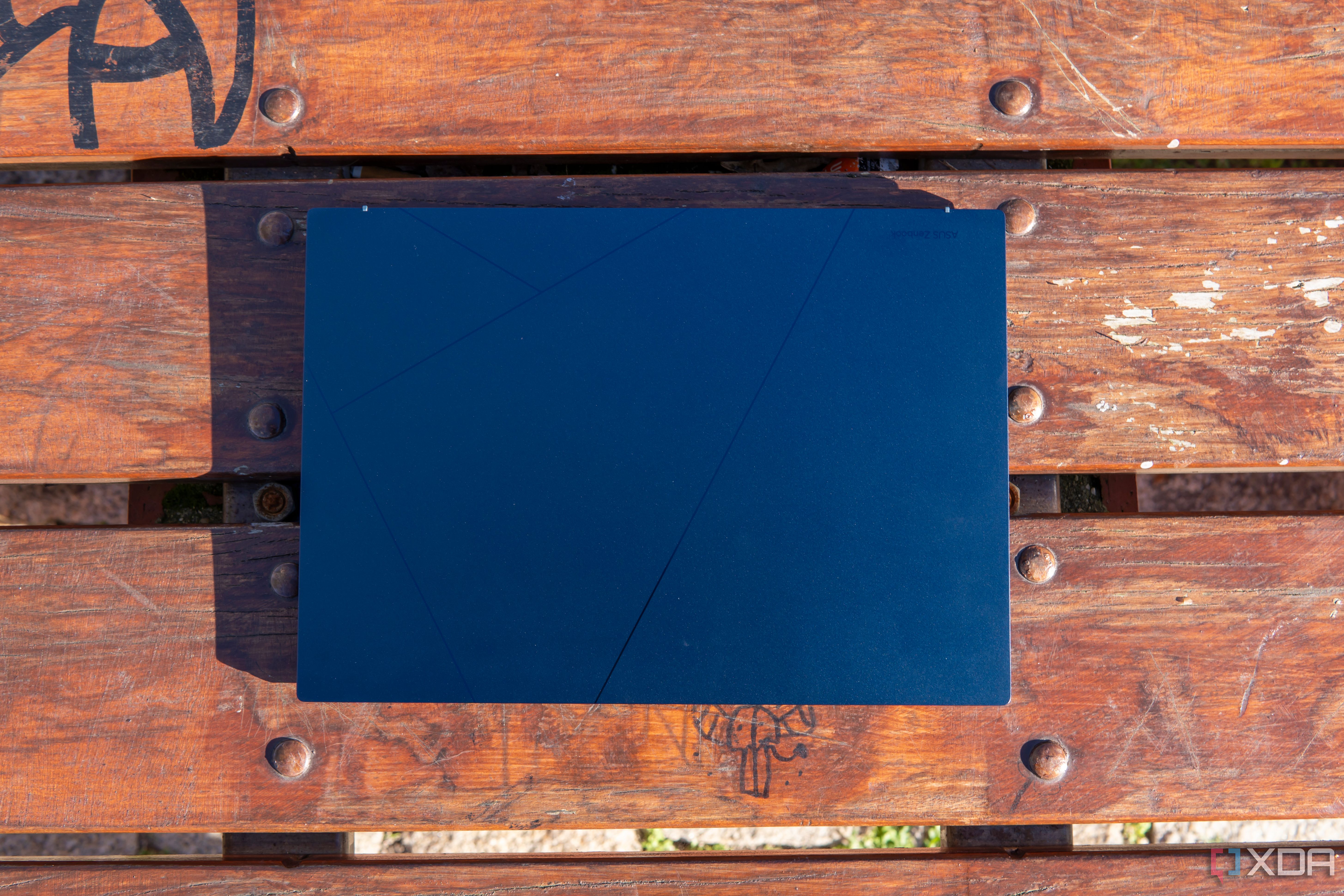 Top-down view of the Asus Zenbook 14 OLED with the lid closed