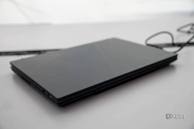 Asus Zenbook Duo closed, angled view