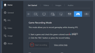Screenshot of the Bandicam recording screen in game recording mode