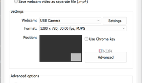 Screenshot of webcam settings in Bandicam