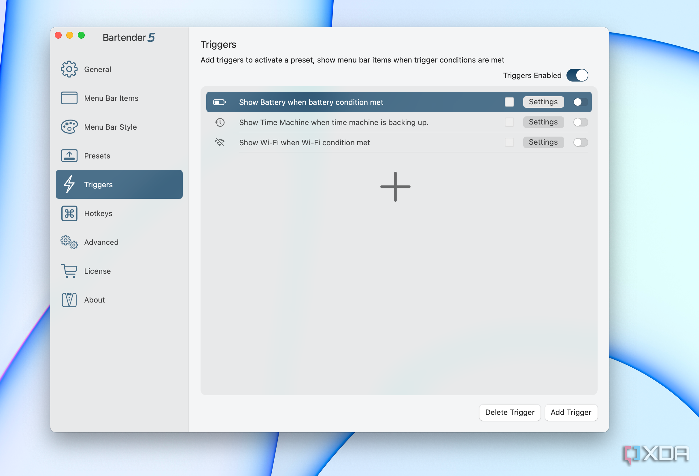 Triggers in Bartender 5.